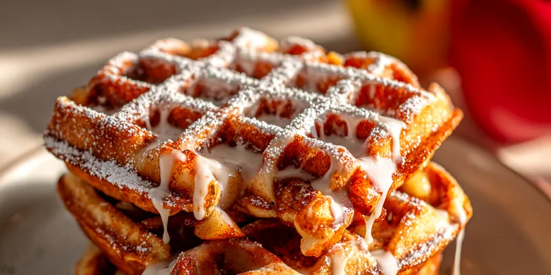 Apple Fritter Waffles with Vanilla Glaze
