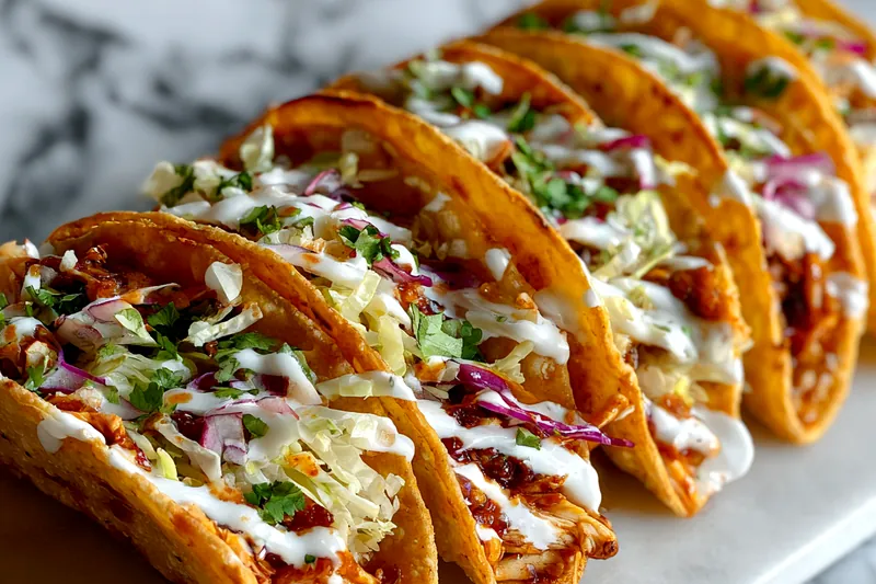 Frying Chicken Wonton Tacos in hot oil