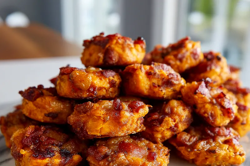 Baking bacon sweet potato bites in the oven