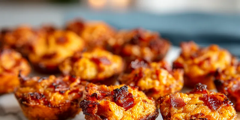 Plate of Bacon Sweet Potato Bites garnished with parsley