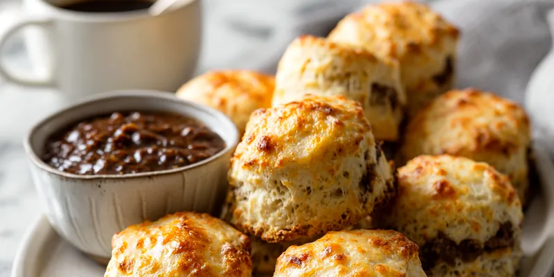 Delicious baked French dip biscuits with au jus