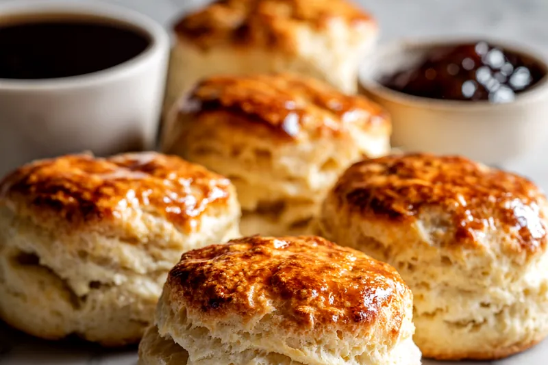 Ingredients for baked French dip biscuits arranged neatly