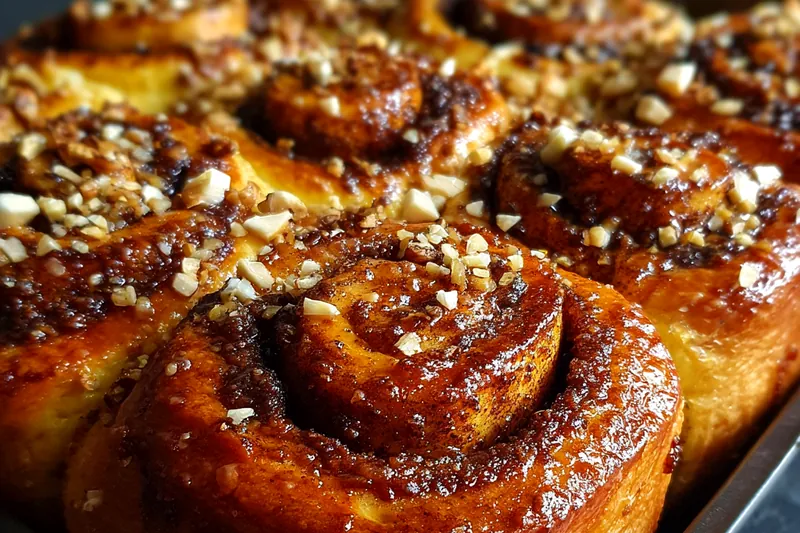 Fresh bananas and baking ingredients for cinnamon rolls