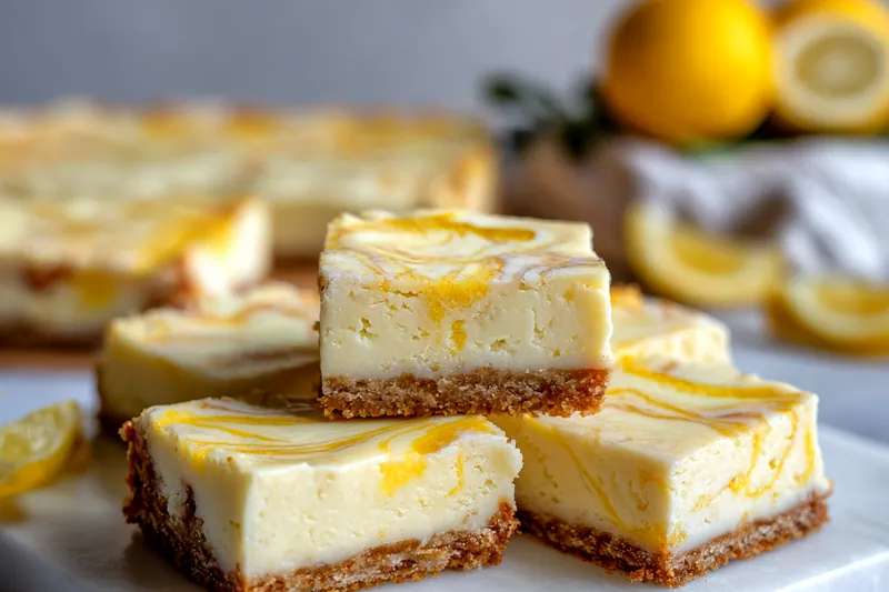 Ingredients for lemon marbled cheesecake bars displayed on a table