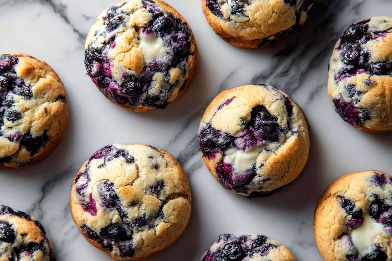 Ingredients for blueberry cheesecake cookies laid out