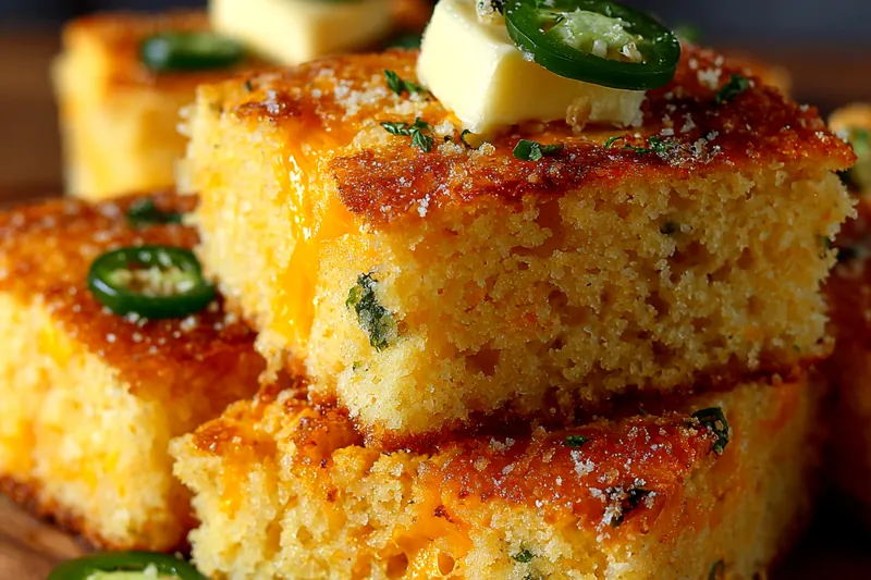 Baking Cheddar Jalapeño Cornbread in the oven