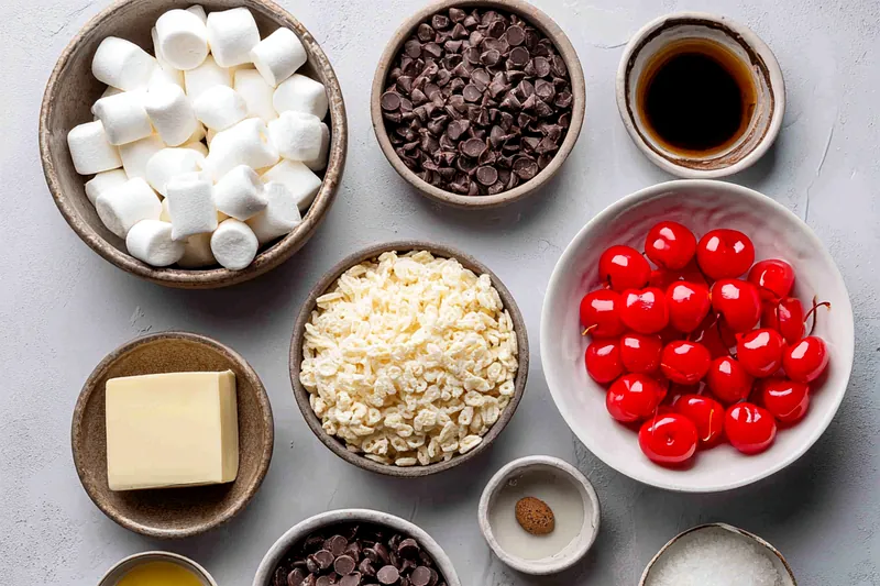 Marshmallow mixture being folded with crispy rice cereal in a large saucepan with a spatula.