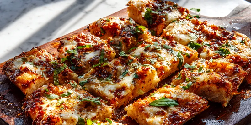 Two slices of golden cinnamon honey toast on a white ceramic plate, featuring a caramelized sugar crust with visible bubbling and browning, glistening with honey, photographed from above on a marble surface