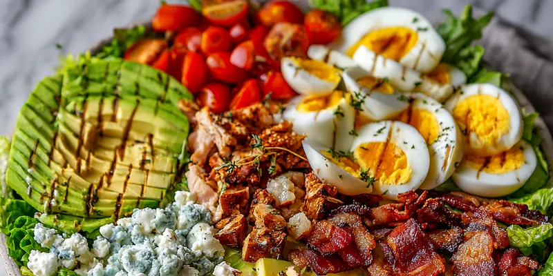 A delicious Classic Cobb Salad with vibrant colors and textures