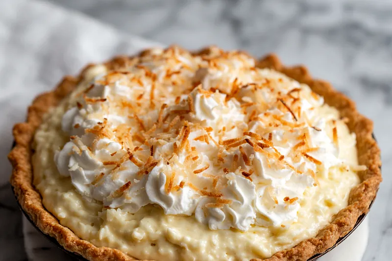 Cooking the coconut pie filling in a saucepan