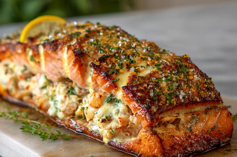 Crab and shrimp ingredients laid out neatly