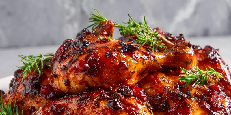 Cranberry Orange Glazed Chicken served on a plate