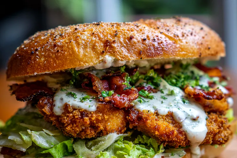 Fresh ingredients for the Crispy Chicken Caesar Sandwich