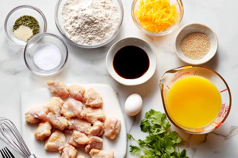 Close-up of golden chicken pieces frying in hot oil, showing bubbling action and crispy texture forming on the coating