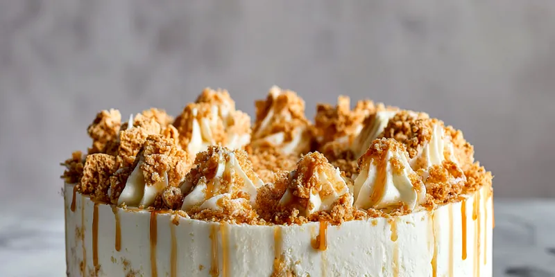 Delicious Crunchy & Creamy Honeycomb Cheesecake Cake slice