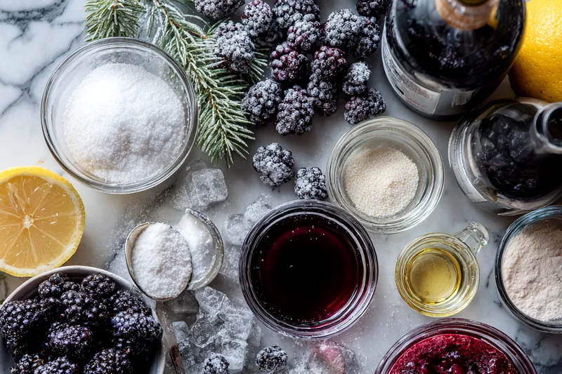 Bartender's hands pouring deep red blackberry margarita through a fine mesh strainer into a sugar-rimmed glass filled with ice, showing the double-straining technique with cocktail shaker visible in background