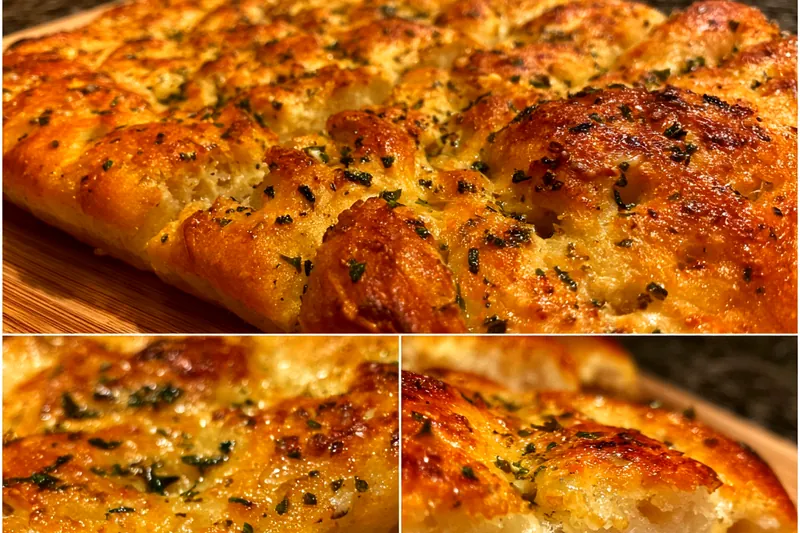 Close-up photo of ingredients for garlic parmesan focaccia bread