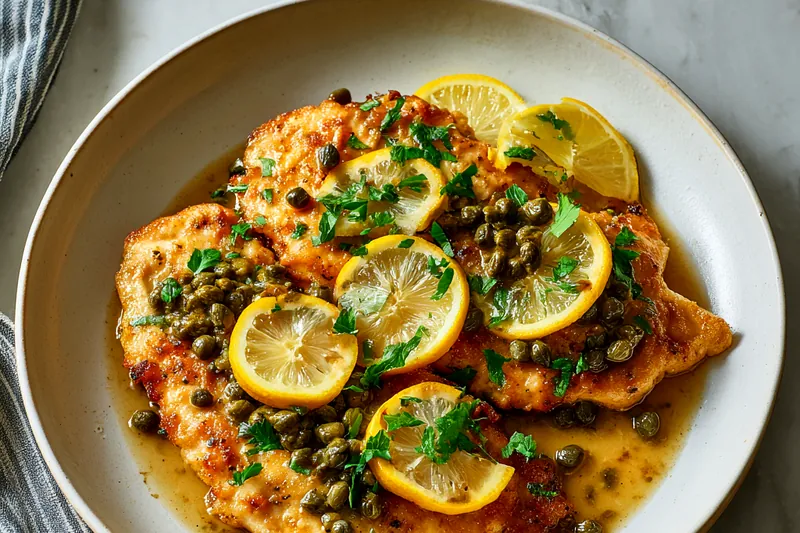 Fresh ingredients for Lemon Caper Chicken Piccata