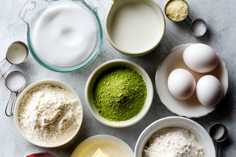 Close-up of matcha crinkle cookie dough balls being rolled in powdered sugar before baking, showing coating process