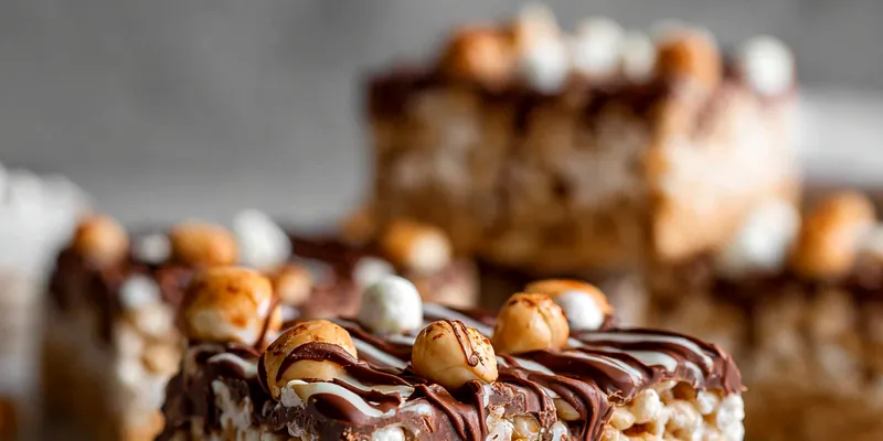 Delicious Muddy Buddy Rice Krispies Treats arranged on a plate