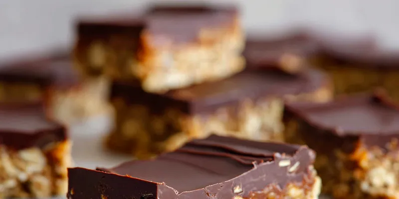 No Bake Chocolate Oat Bars served on a plate