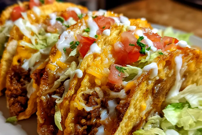 Gathered ingredients for Oven-Baked Cheesy Tacos on a countertop.