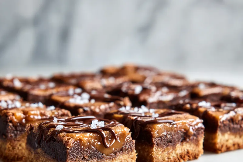Baking salted caramel chocolate sugar cookie bars in the oven