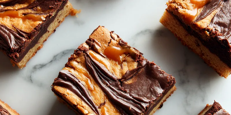 Delicious salted caramel chocolate sugar cookie bars on a plate