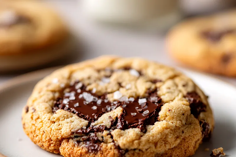 Measured ingredients for chocolate chunk cookies on a wooden surface—flour, sugar, butter, chocolate chunks, and eggs neatly arranged in bowls.