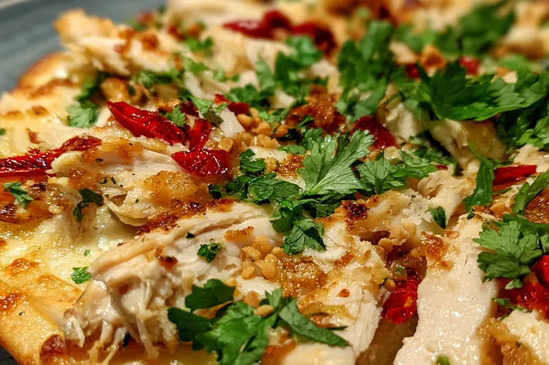 Cooking Thai Chicken Pizza in the oven