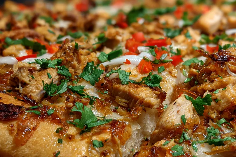 Ingredients laid out for Thai Chicken Pizza preparation