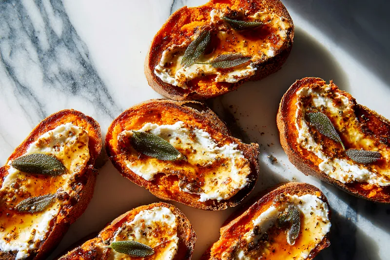 Fresh ingredients for sweet potato goat cheese sage dish