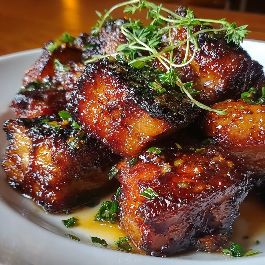Caramelized Honey Glazed Pork Belly with Crispy Skin and Sweet Aromatic Coating - tertiary view