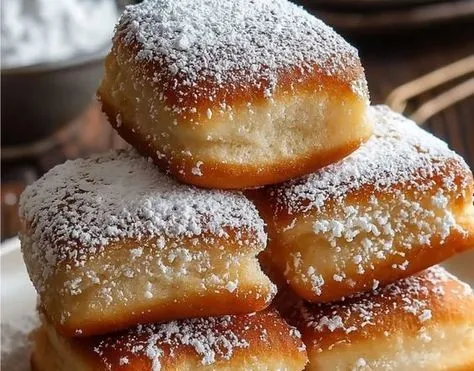 Authentic New Orleans Style Vanilla French Beignets with Powdered Sugar Dusting - tertiary view