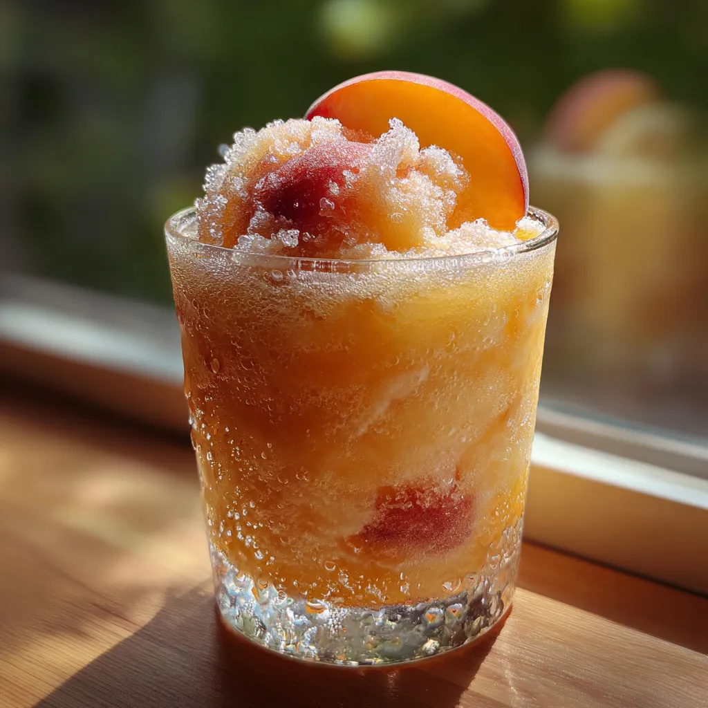 Ultimate Refreshing Homemade Peach Slurpee with Fresh Summer Fruit - secondary view