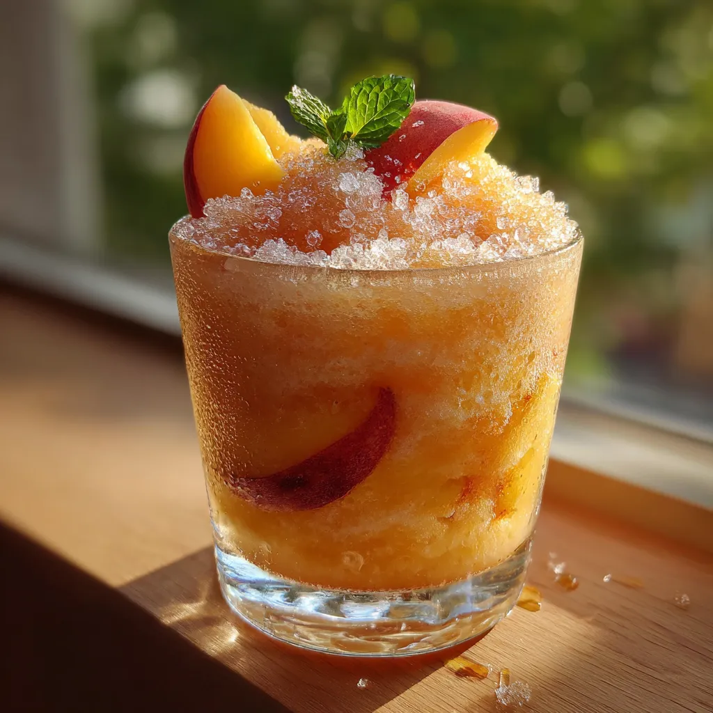 Ultimate Refreshing Homemade Peach Slurpee with Fresh Summer Fruit - tertiary view