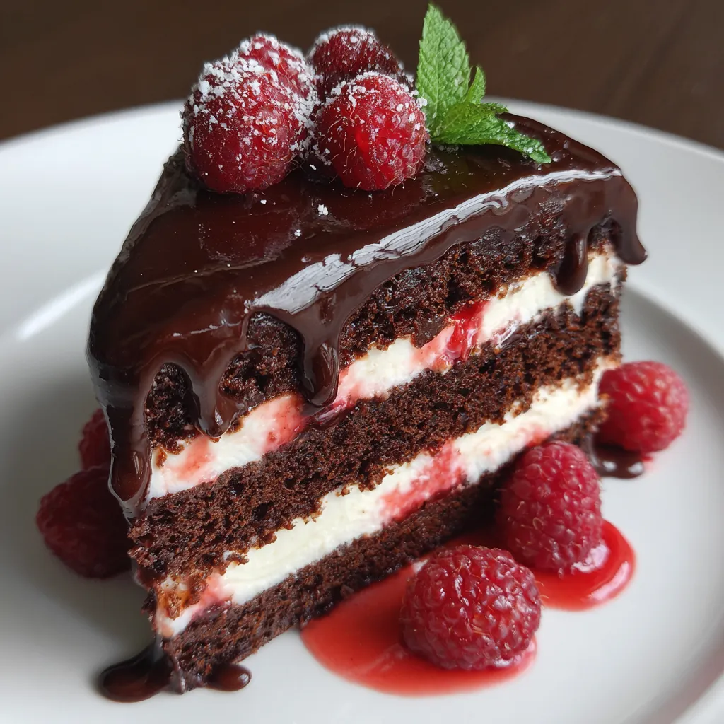 Ultimate Chocolate Raspberry Drip Cake with Rich Ganache and Fresh Berry Decoration