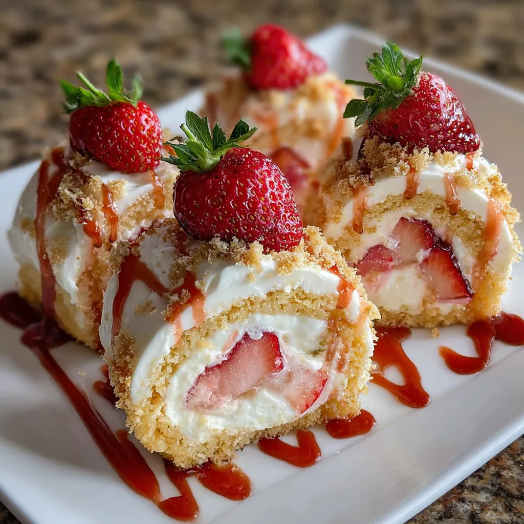 Delightful Strawberry Shortcake Cheesecake Sushi Rolls with Sweet Cream Filling