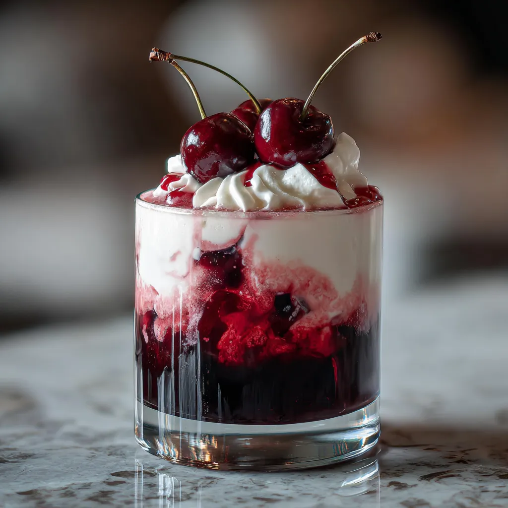 Elegant Cherry Rose Mudslide with Dark Chocolate and Vanilla Cream - main view