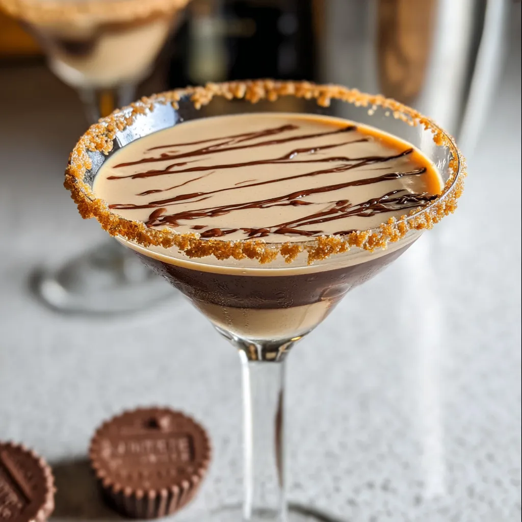 Decadent Peanut Butter Cup Martini with Chocolate Drizzle and Candy Rim - main view