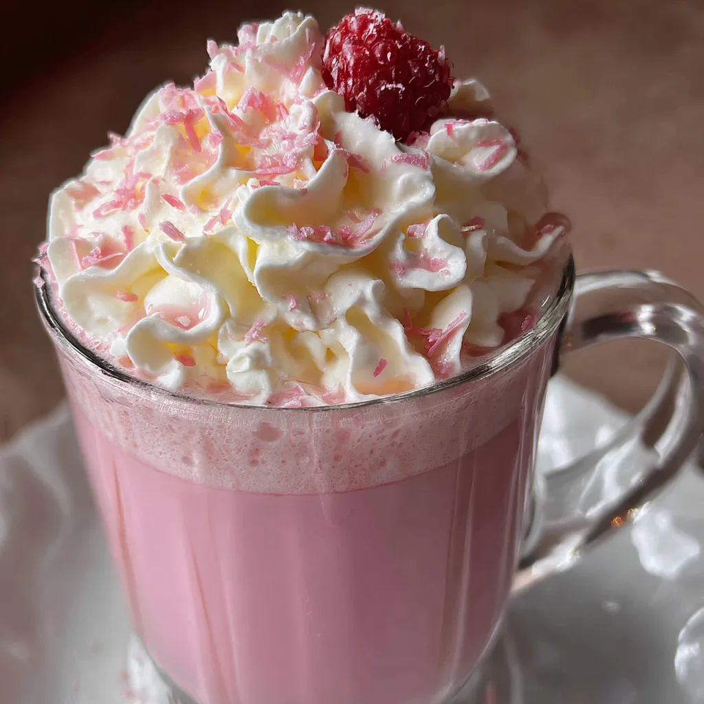 Pink Hot Chocolate: Creamy White Chocolate Raspberry Dream with Whipped Cream - main view