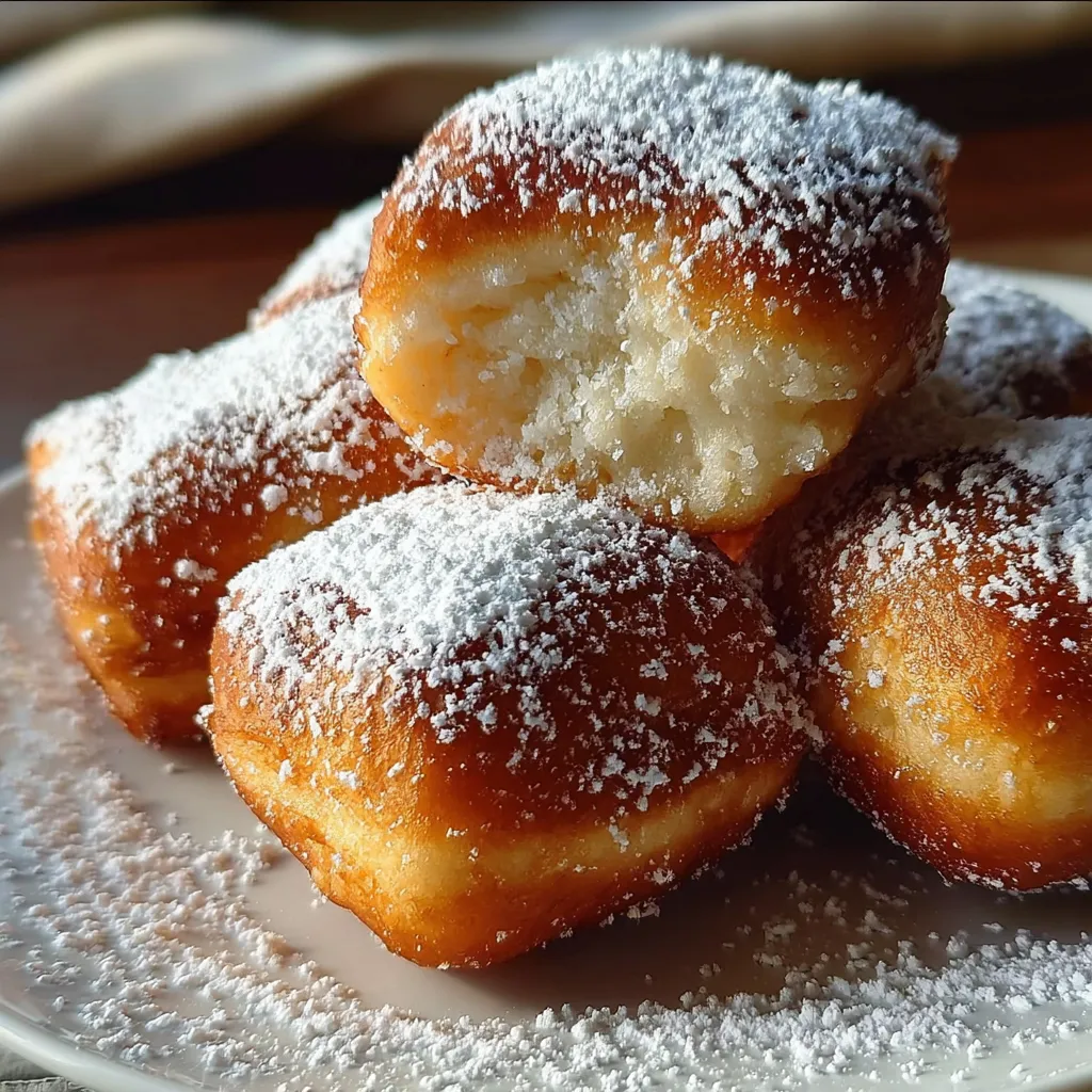 Authentic New Orleans Style Vanilla French Beignets with Powdered Sugar Dusting