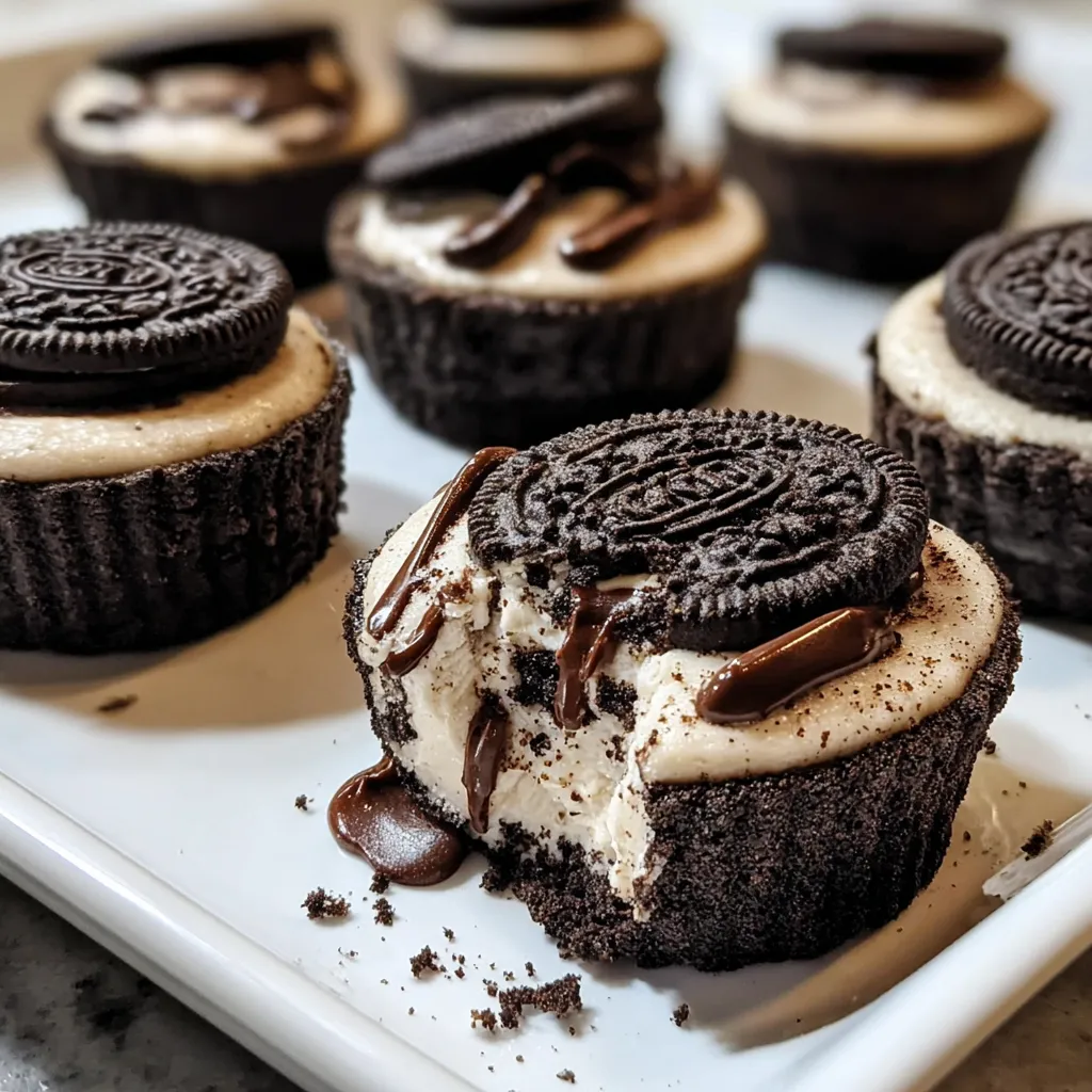 Decadent Oreo Cheesecake Cookie Cups with Creamy Filling and Chocolate - secondary view