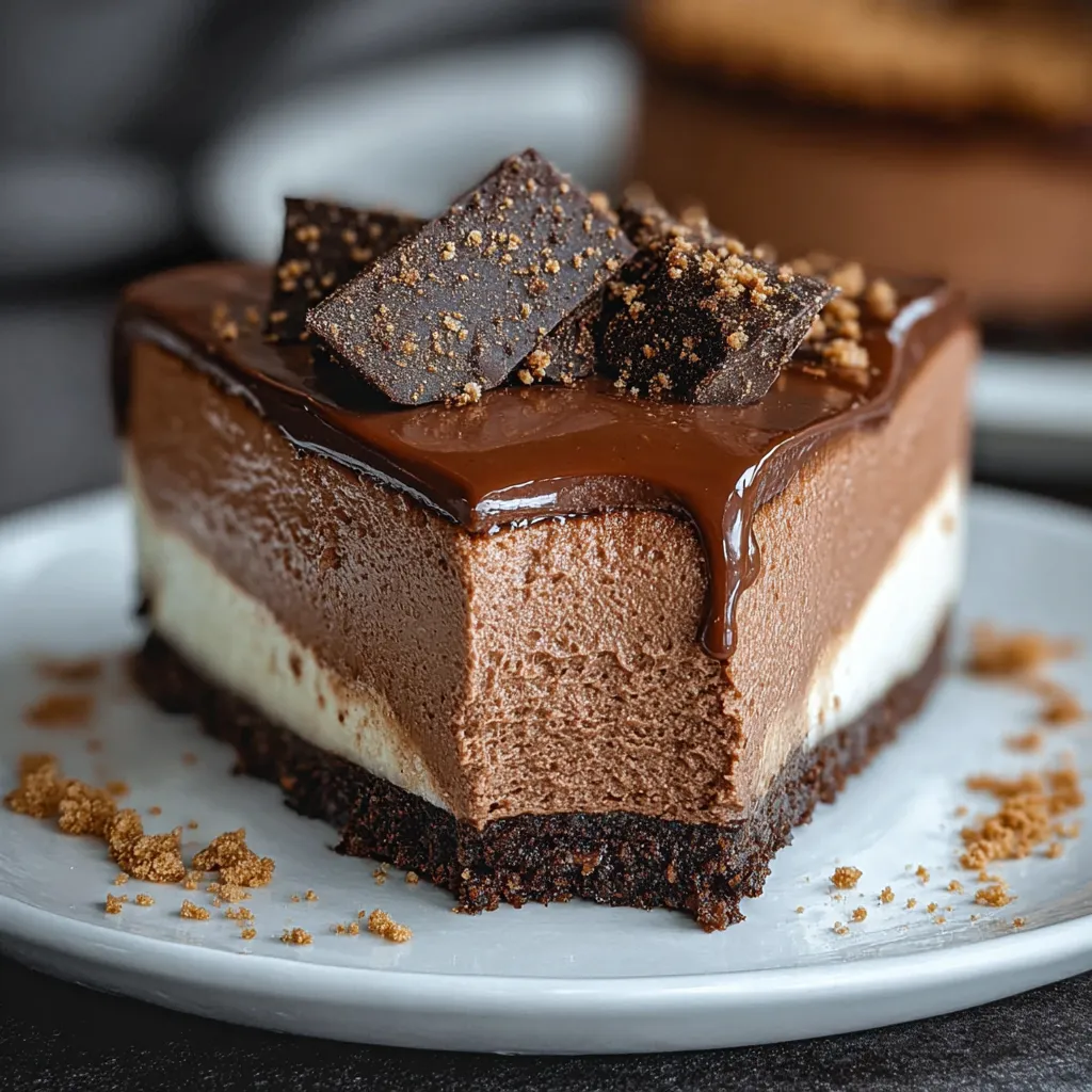 Ultimate Chocolate Cheesecake Mousse with Rich Ganache and Oreo Crust - secondary view