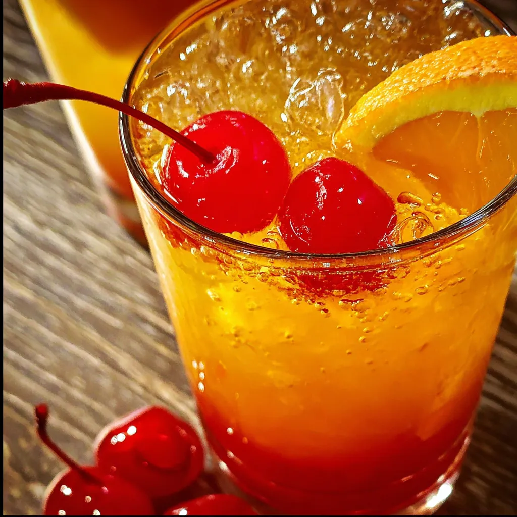 Classic Amaretto Sour Cocktail with Fresh Lemon and Cherry Garnish - tertiary view