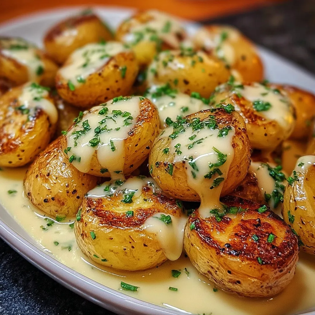 Ultimate Creamy Garlic Sauce Baby Potatoes with Fresh Herbs and Parmesan - tertiary view