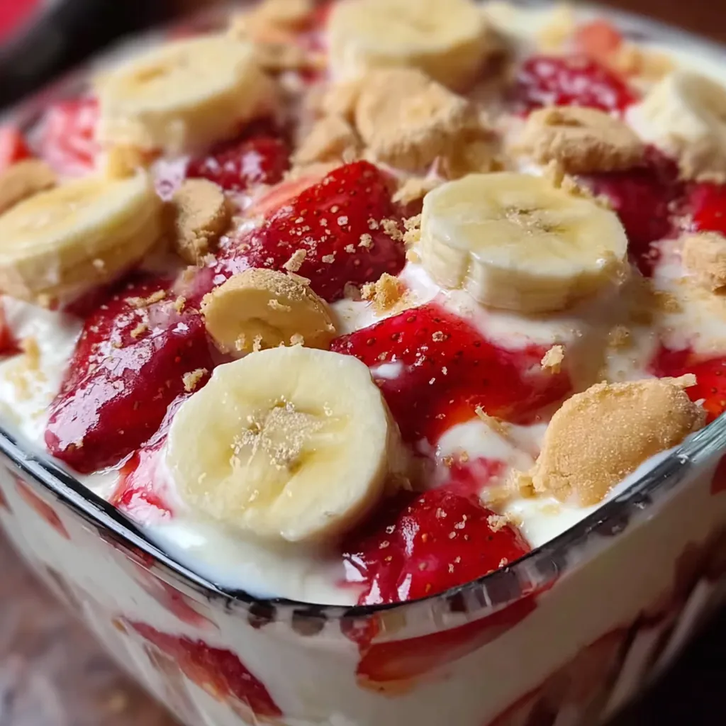 Strawberry Banana Pudding Dream with Vanilla Wafers and Whipped Cream - secondary view
