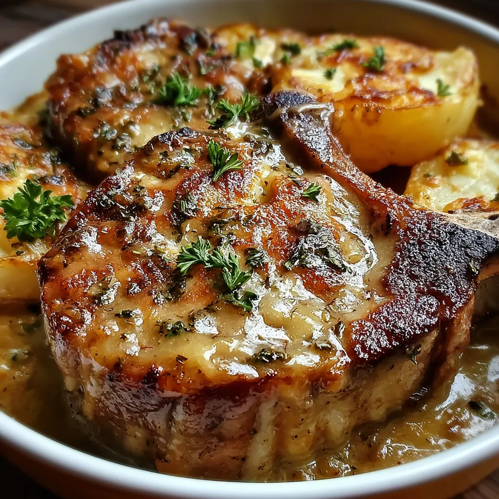 Indulgent Smothered Pork Chop and Scalloped Potato Casserole with Rich Gravy - tertiary view