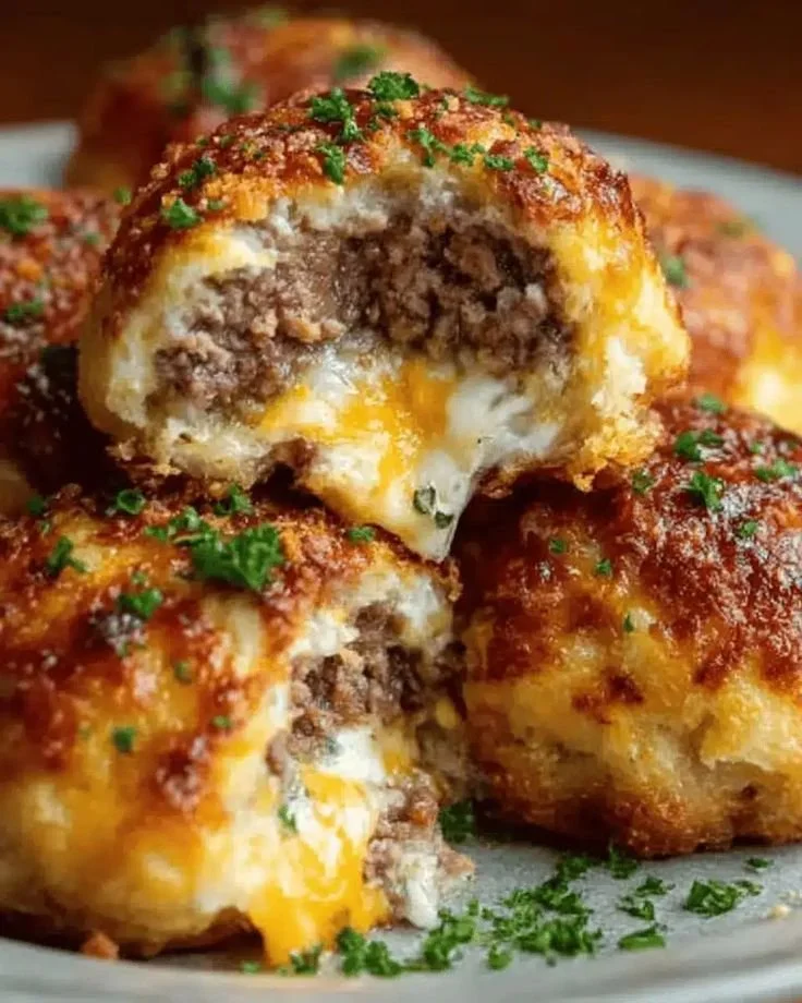 Delicious cheeseburger bombs filled with cheese and ground beef