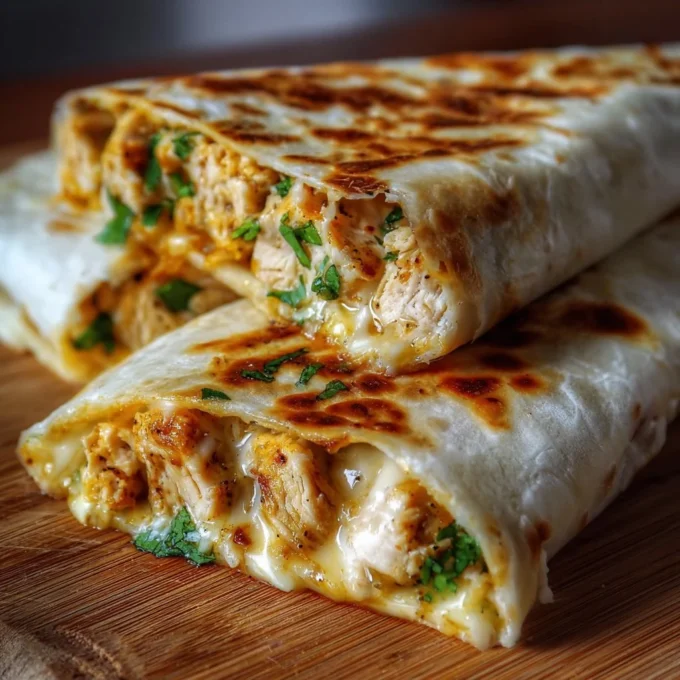 Healthy chicken wraps with fresh vegetables and wraps in a dish